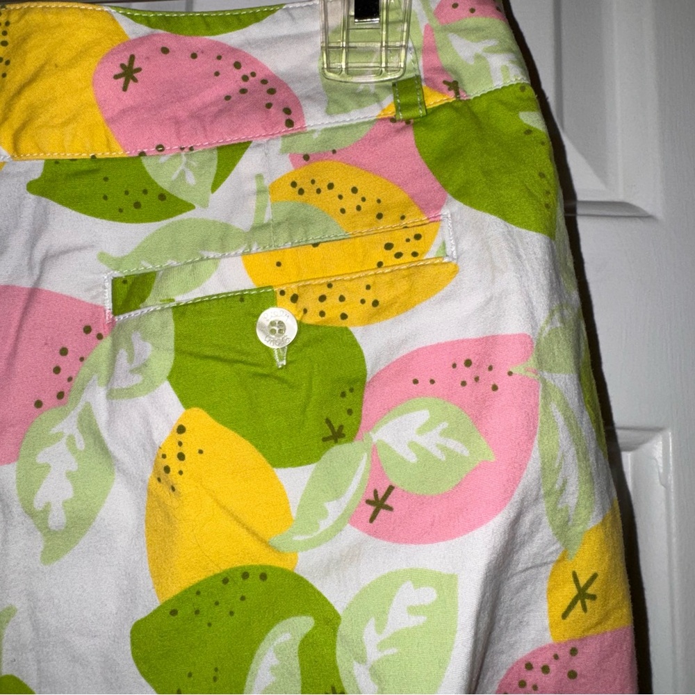 Lilly Pulitzer citrus lemon lime print Pink Yellow Fruit capri pants vintage 8 - Picture 8 of 13